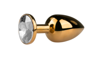 Goldfarbener Anal Plug mit Glitzerstein von Easytoys