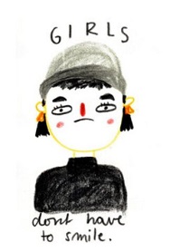 Postkarte Slinga - Girls don't have to smile!