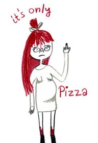 Postkarte Slinga - it's only Pizza