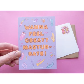 Postkarte "Wanna feel great?" Masturbate!  von You're Welcome Club