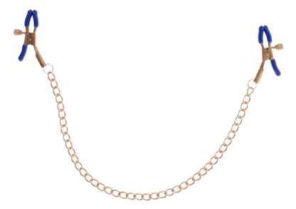 Goldfarbene Nippelkette mit blauen Klammern von Sportsheets – Bild 4