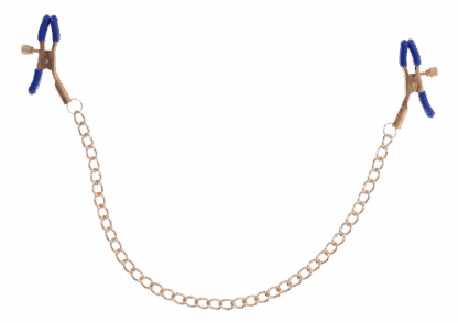 Goldfarbene Nippelkette mit blauen Klammern von Sportsheets – Bild 4