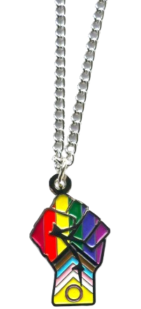 Halskette “Inter* Progress Pride Faust” von trans*fabel