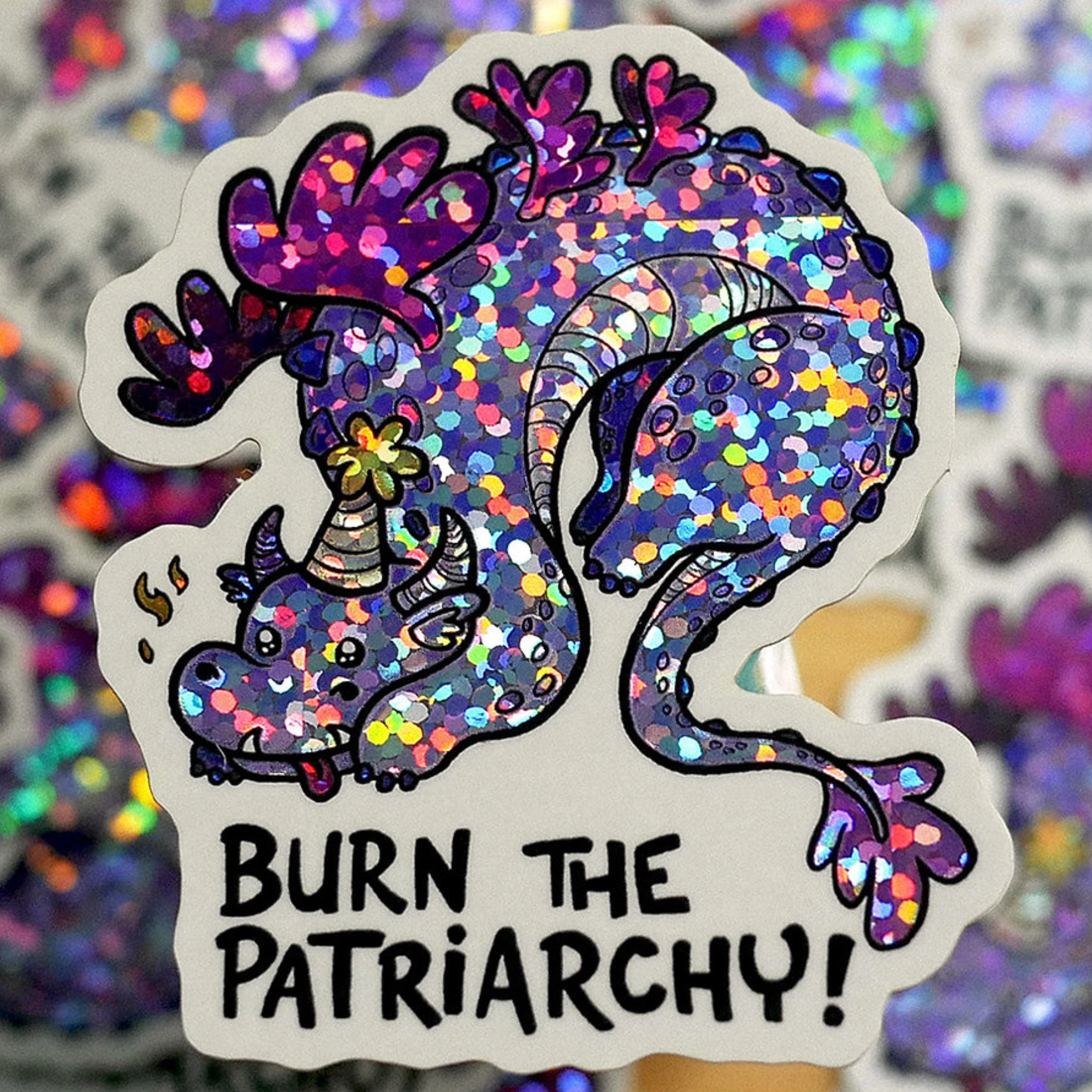 Glitzer-Sticker "Burn the Patriarchy" von Louie Läuger