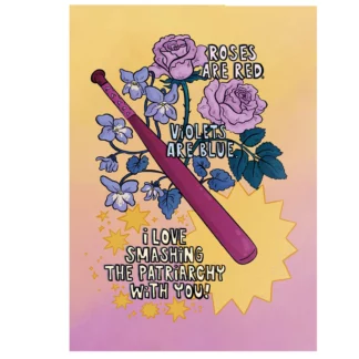 Postkarte von Louie Läuger – Roses are red, Smash the patriarchy