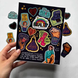 Stickerbogen "Stickers for Equality" (dunkelblau) von Tessa Goliasch